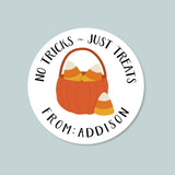 Halloween Candy Corns - Personalized Round Gift Sticker - The Note House