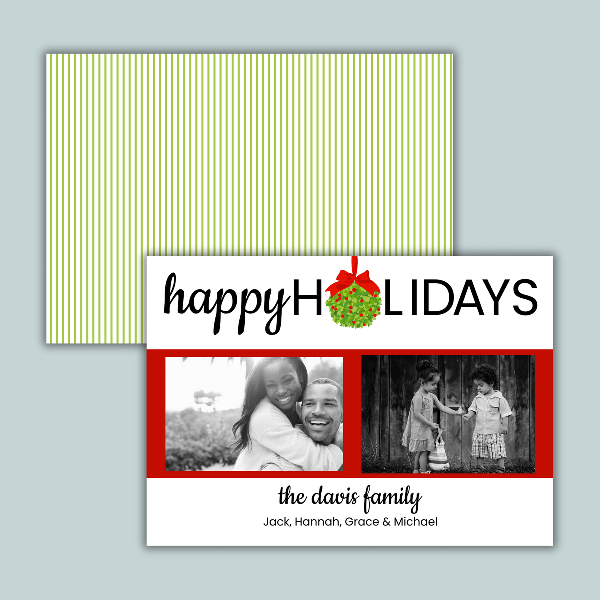 Hanging Holly - Personalized Photo Card - The Note House