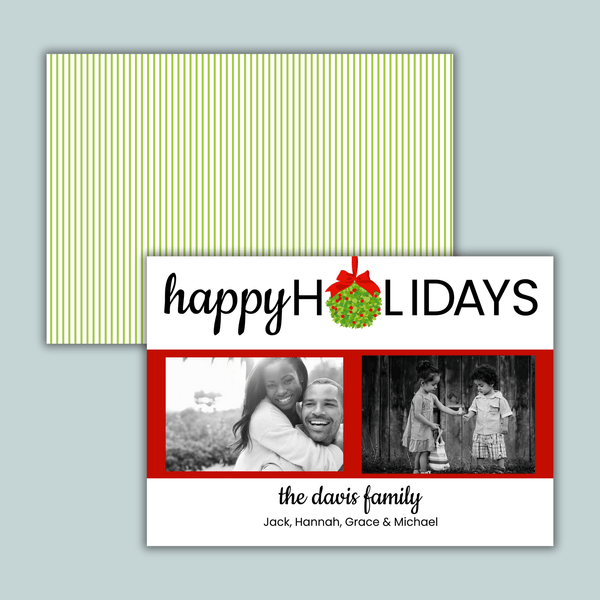 Hanging Holly - Personalized Photo Card - The Note House