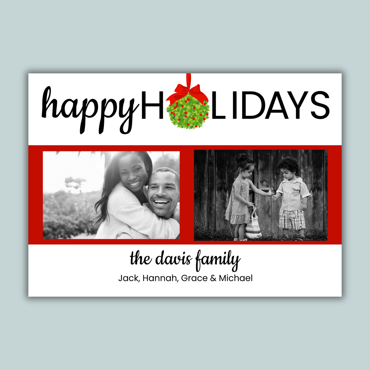 Hanging Holly - Personalized Photo Card - The Note House
