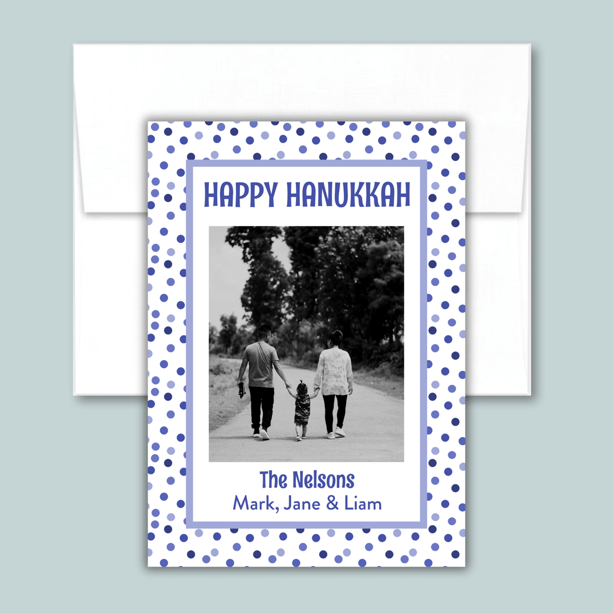 Hanukkah Dots - Personalized Photo Card - The Note House