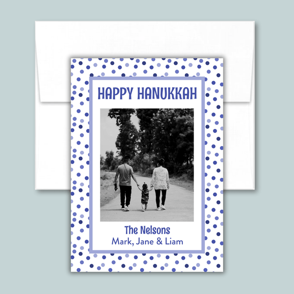 Hanukkah Dots - Personalized Photo Card - The Note House