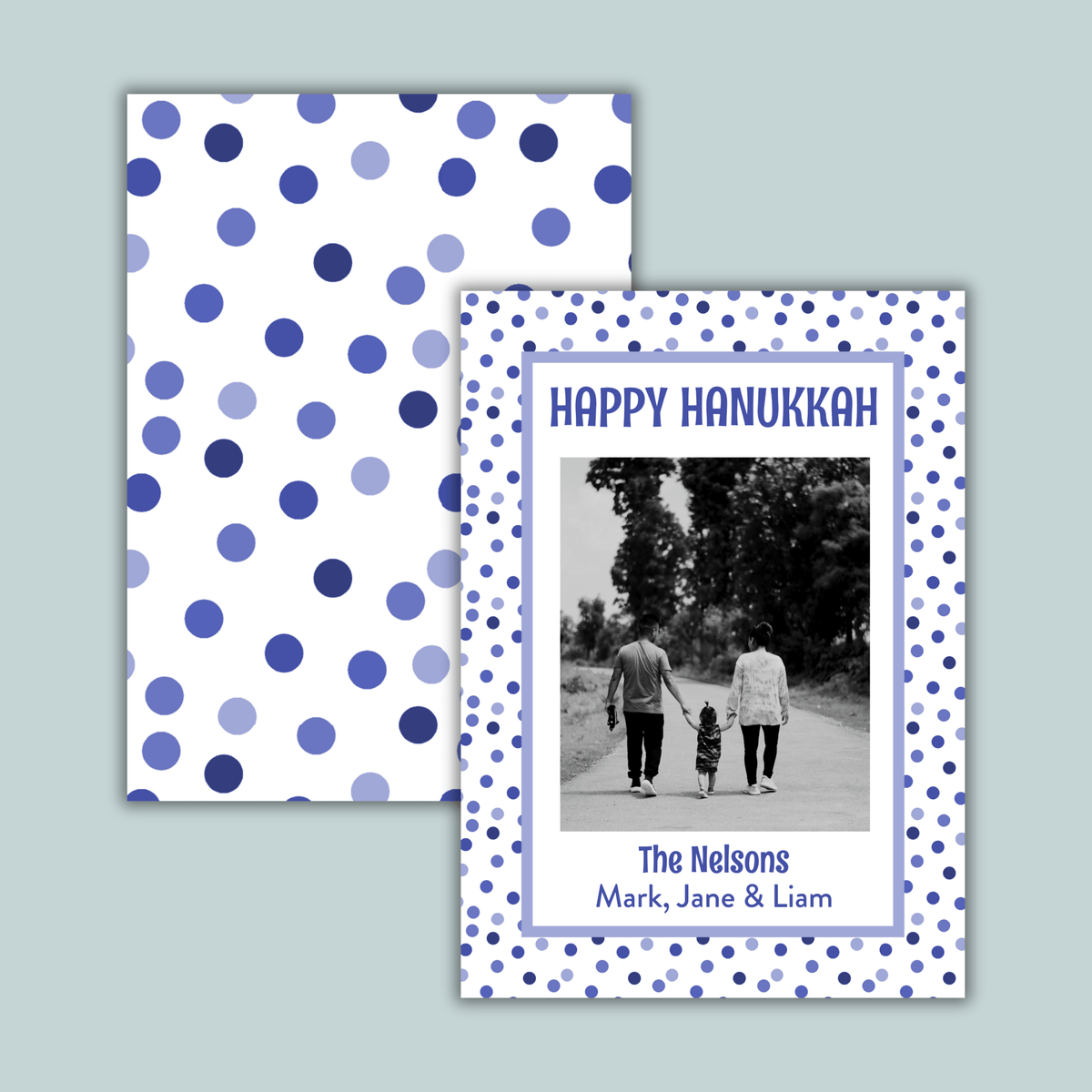 Hanukkah Dots - Personalized Photo Card - The Note House