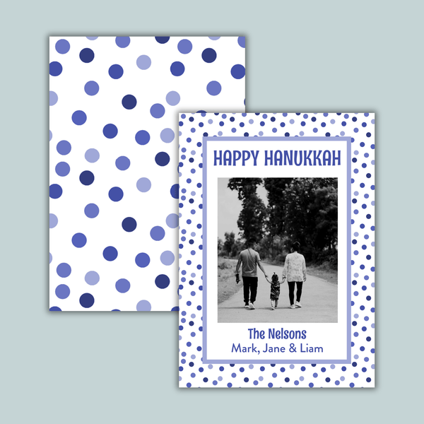 Hanukkah Dots - Personalized Photo Card - The Note House