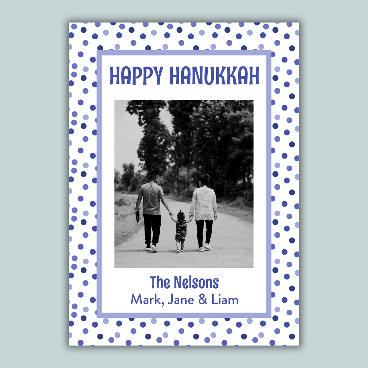 Hanukkah Dots - Personalized Photo Card - The Note House