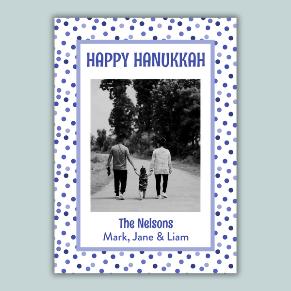 Hanukkah Dots - Personalized Photo Card - The Note House