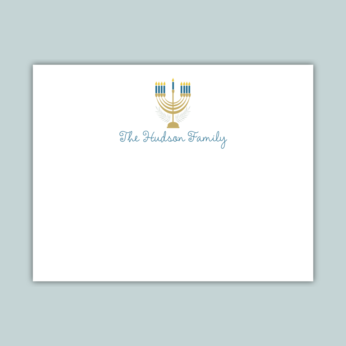 Hanukkah Menorah - Personalized Flat Note Card - The Note House