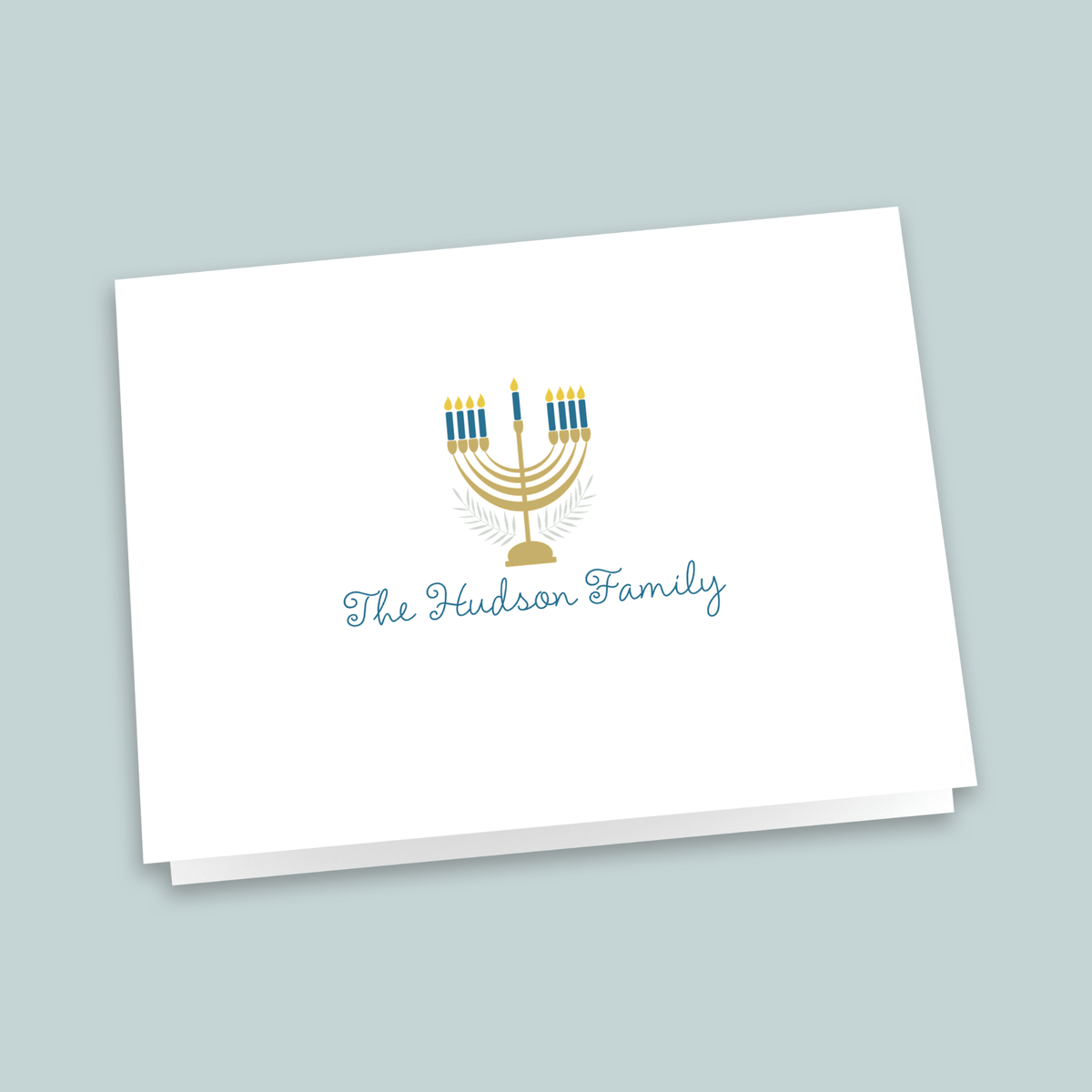 Hanukkah Menorah - Personalized Folded Note Card - The Note House