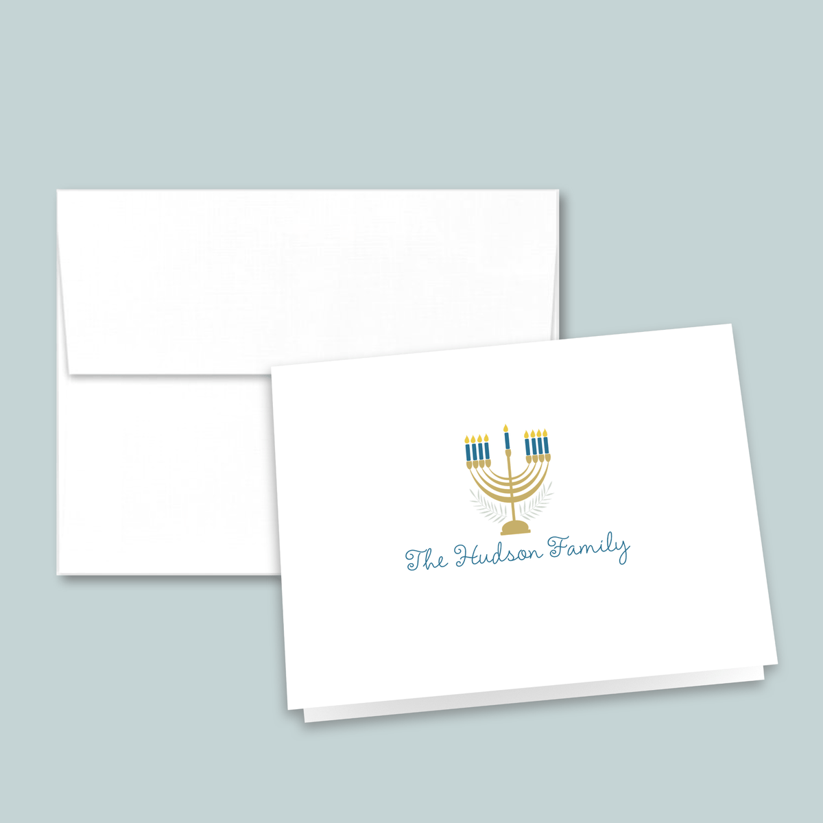 Hanukkah Menorah - Personalized Folded Note Card - The Note House