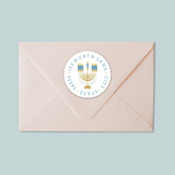 Hanukkah Menorah - Round Address Label - The Note House