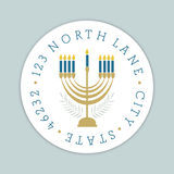 Hanukkah Menorah - Round Address Label - The Note House