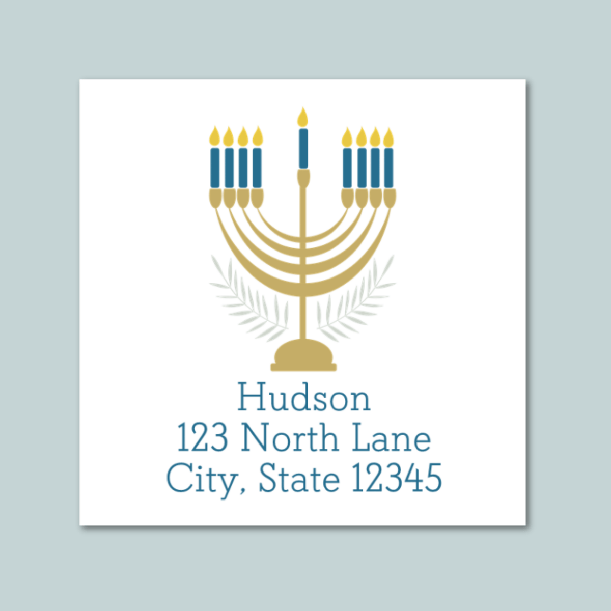 Hanukkah Menorah - Square Address Label - The Note House