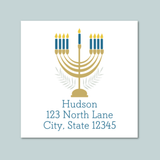 Hanukkah Menorah - Square Address Label - The Note House
