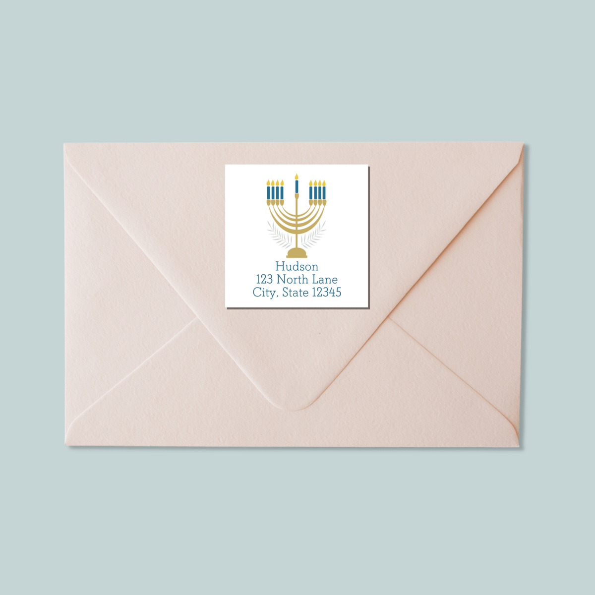 Hanukkah Menorah - Square Address Label - The Note House