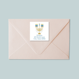 Hanukkah Menorah - Square Address Label - The Note House