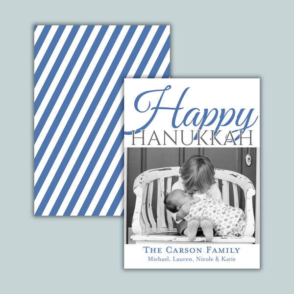 Hanukkah Stripes - Personalized Photo Card - The Note House