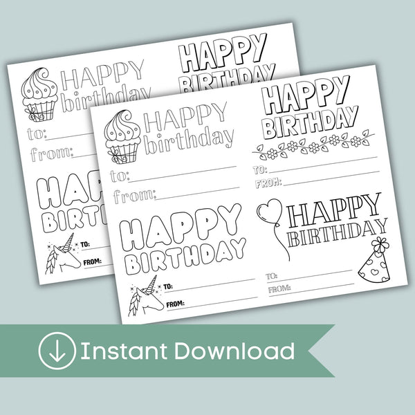 Happy Birthday Cards - Unicorn - Printable Instant Download - The Note House