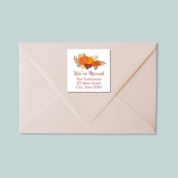 Harvest Pumpkin - Square Address Label - The Note House