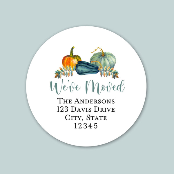 Harvest Pumpkins - We've Moved Round Address Label - The Note House