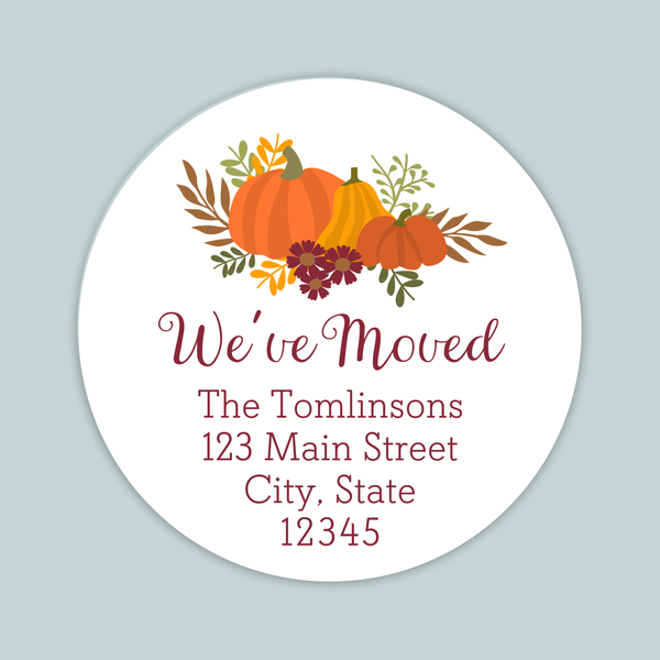 Harvest Pumpkins - We've Moved Round Address Label