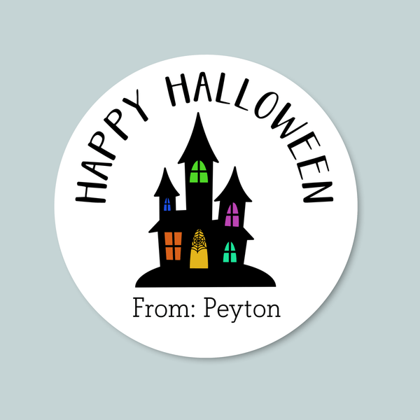 Haunted House - Personalized Round Gift Sticker - The Note House