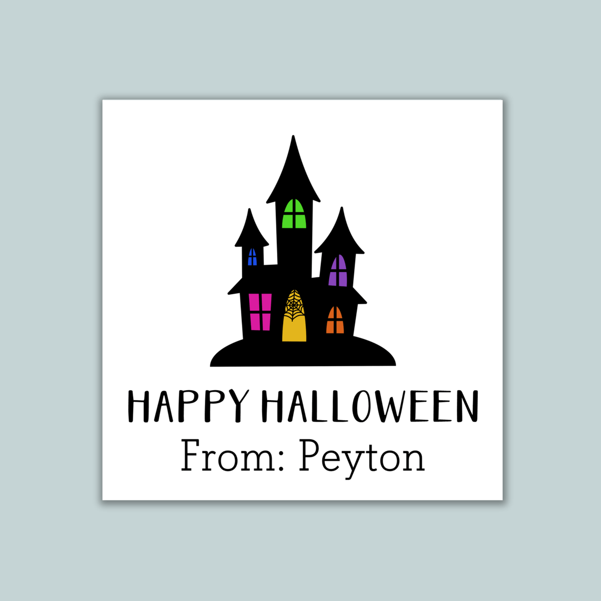 Haunted House - Personalized Square Gift Sticker - The Note House