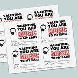 Headphones - Classroom Valentine's Day Cards - Printable Instant Download - The Note House