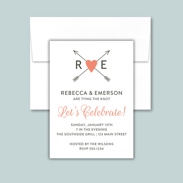 Heart & Arrows Engagement Party Invitation | Semi-Custom | Modern Boho Design