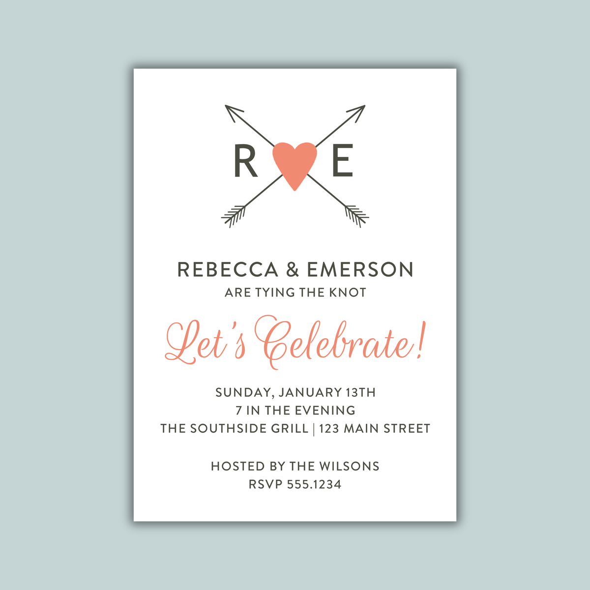 Heart & Arrows Engagement Party Invitation | Semi-Custom | Modern Boho Design