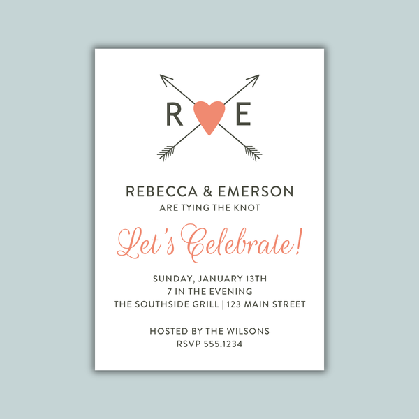 Heart & Arrows Engagement Party Invitation | Semi-Custom | Modern Boho Design