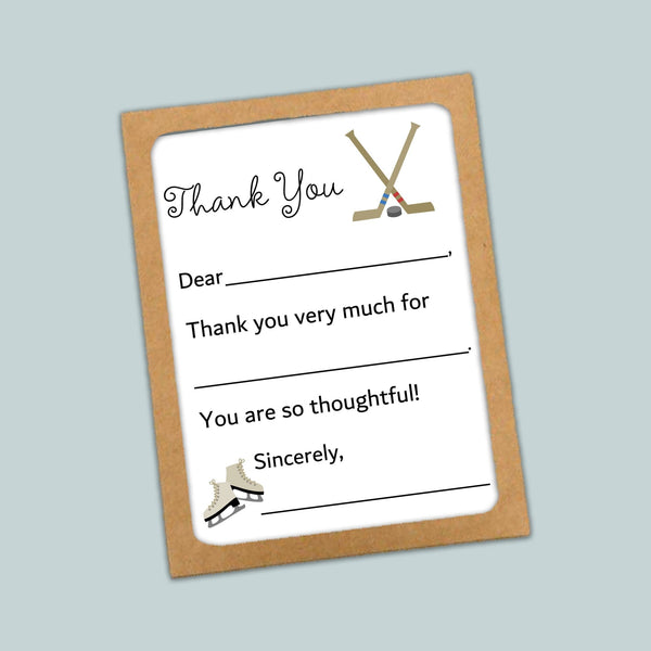 Hockey - Fill - in Thank You Cards - The Note House