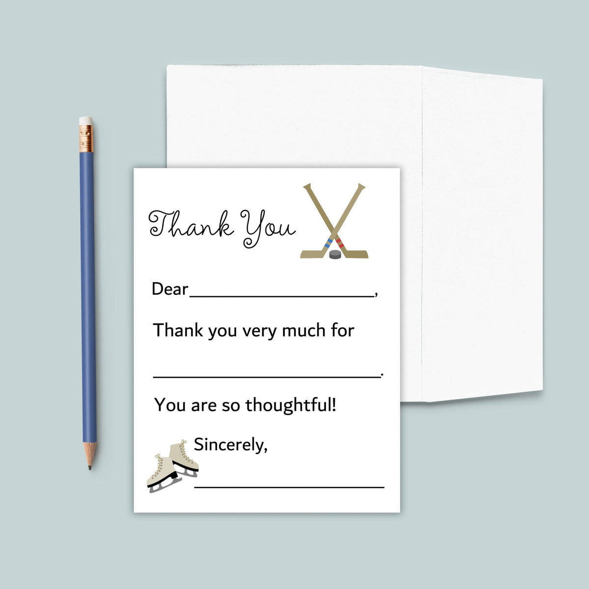 Hockey - Fill - in Thank You Cards - The Note House