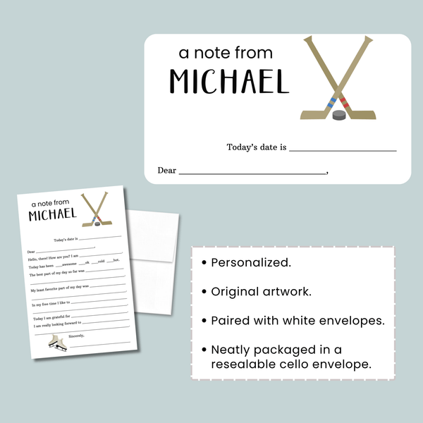 Hockey - Personalized Fill - in Letter Template - The Note House