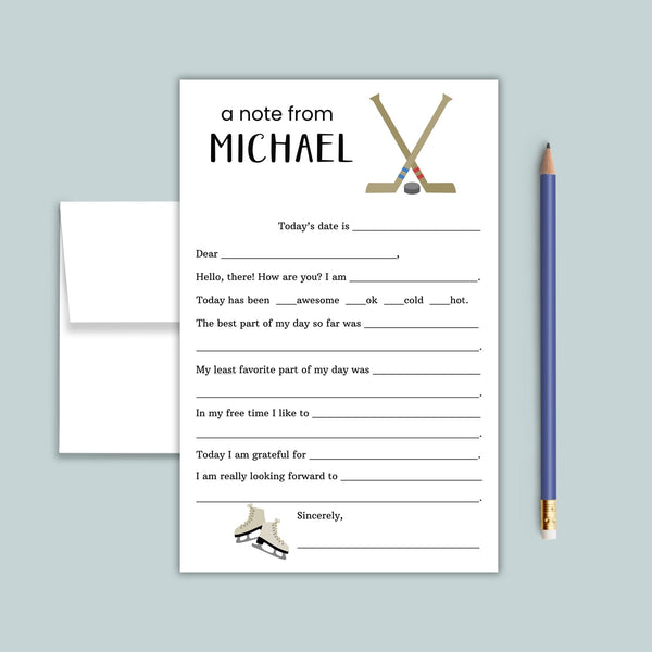 Hockey - Personalized Fill - in Letter Template - The Note House