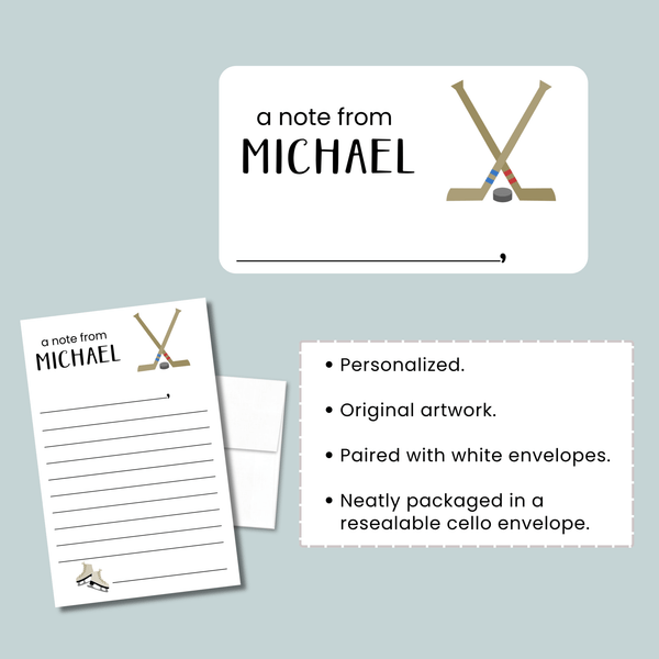 Hockey - Personalized Lined Letter Template - The Note House