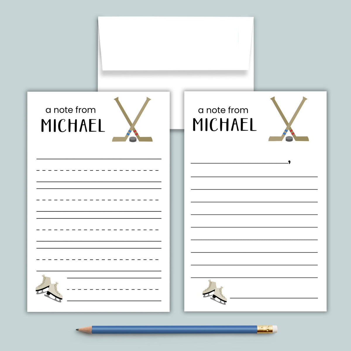 Hockey - Personalized Lined Letter Template - The Note House
