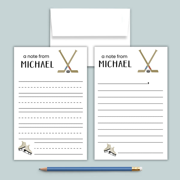 Hockey - Personalized Lined Letter Template - The Note House