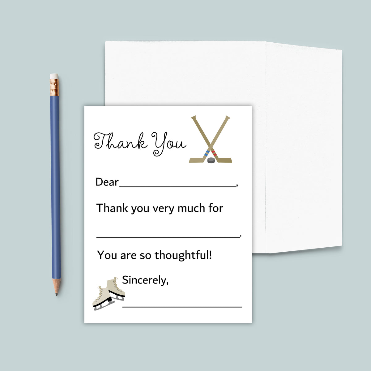 Hockey - Fill-in Thank You Cards
