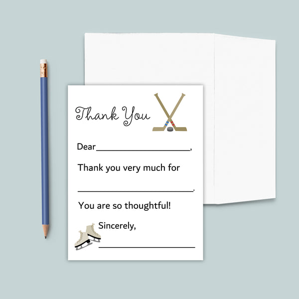 Hockey - Fill-in Thank You Cards