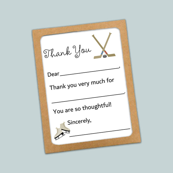 Hockey - Fill-in Thank You Cards