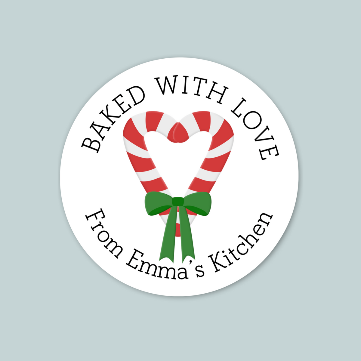 Holiday Candy Cane - Personalized Round Handmade with Love Gift Sticker - The Note House