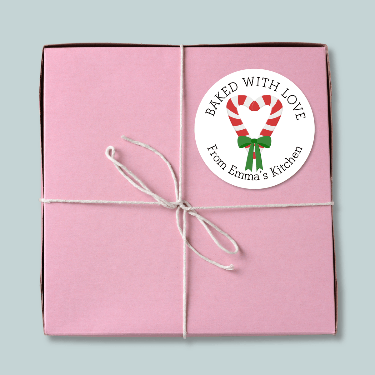 Holiday Candy Cane - Personalized Round Handmade with Love Gift Sticker - The Note House