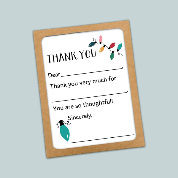 Holiday Lights - Fill - in Thank You Cards - The Note House