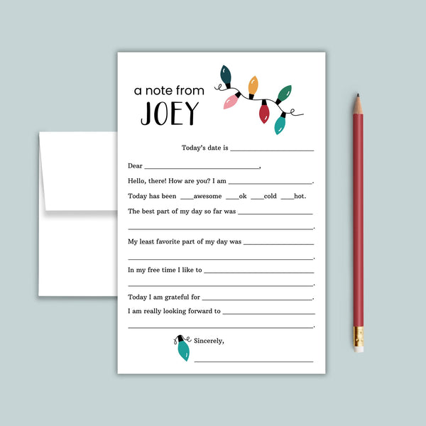 Holiday Lights - Personalized Fill - in Letter Template - The Note House