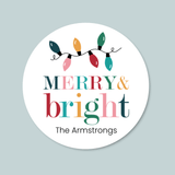 Holiday Lights - Personalized Round Gift Sticker - The Note House