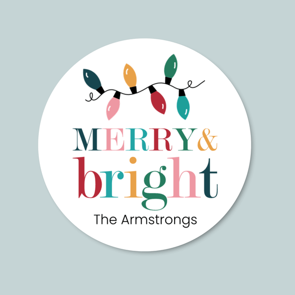 Holiday Lights - Personalized Round Gift Sticker - The Note House