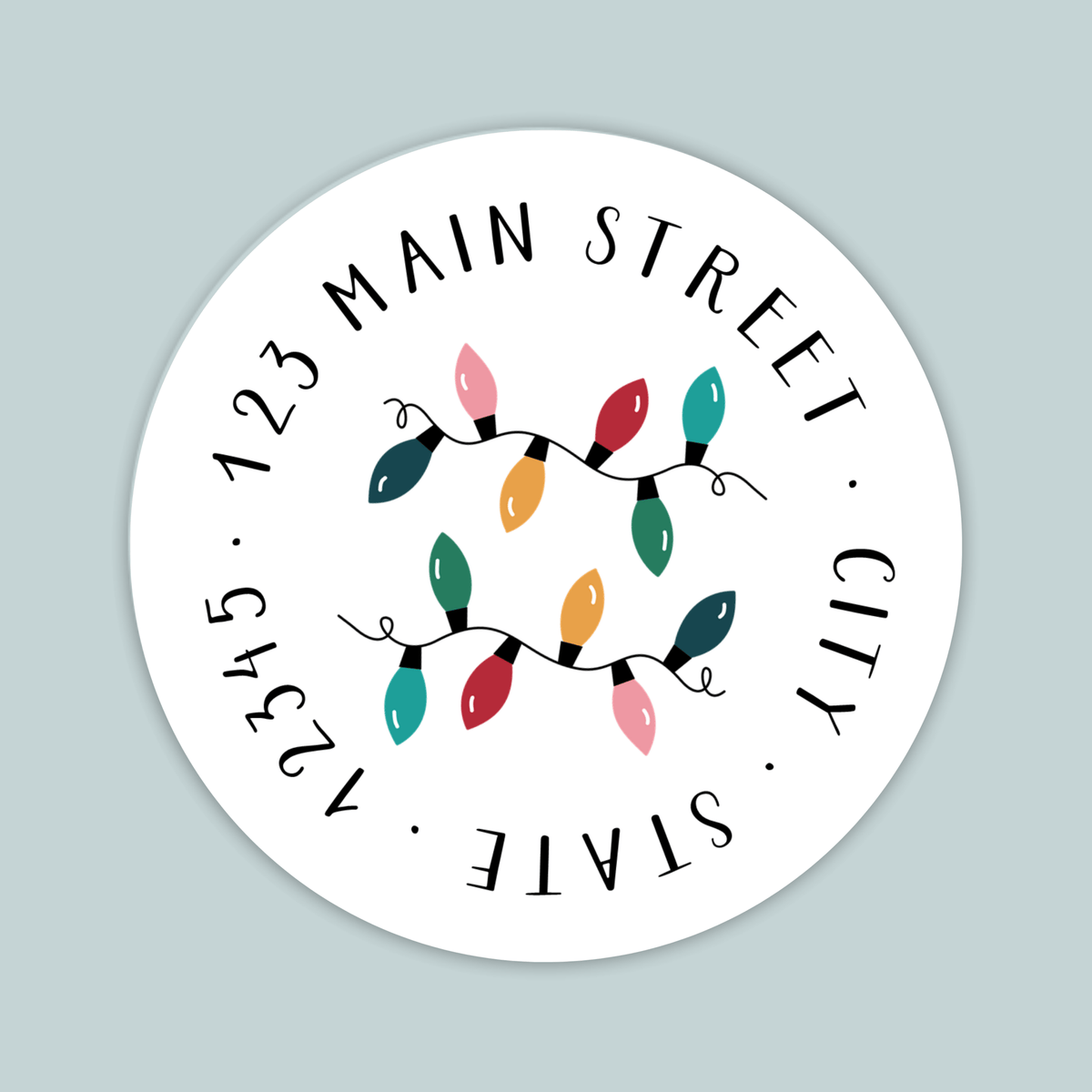 Holiday Lights - Round Address Label - The Note House