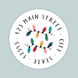 Holiday Lights - Round Address Label - The Note House