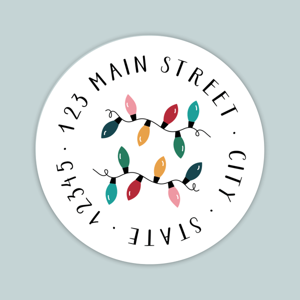 Holiday Lights - Round Address Label - The Note House