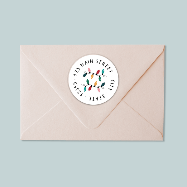 Holiday Lights - Round Address Label - The Note House
